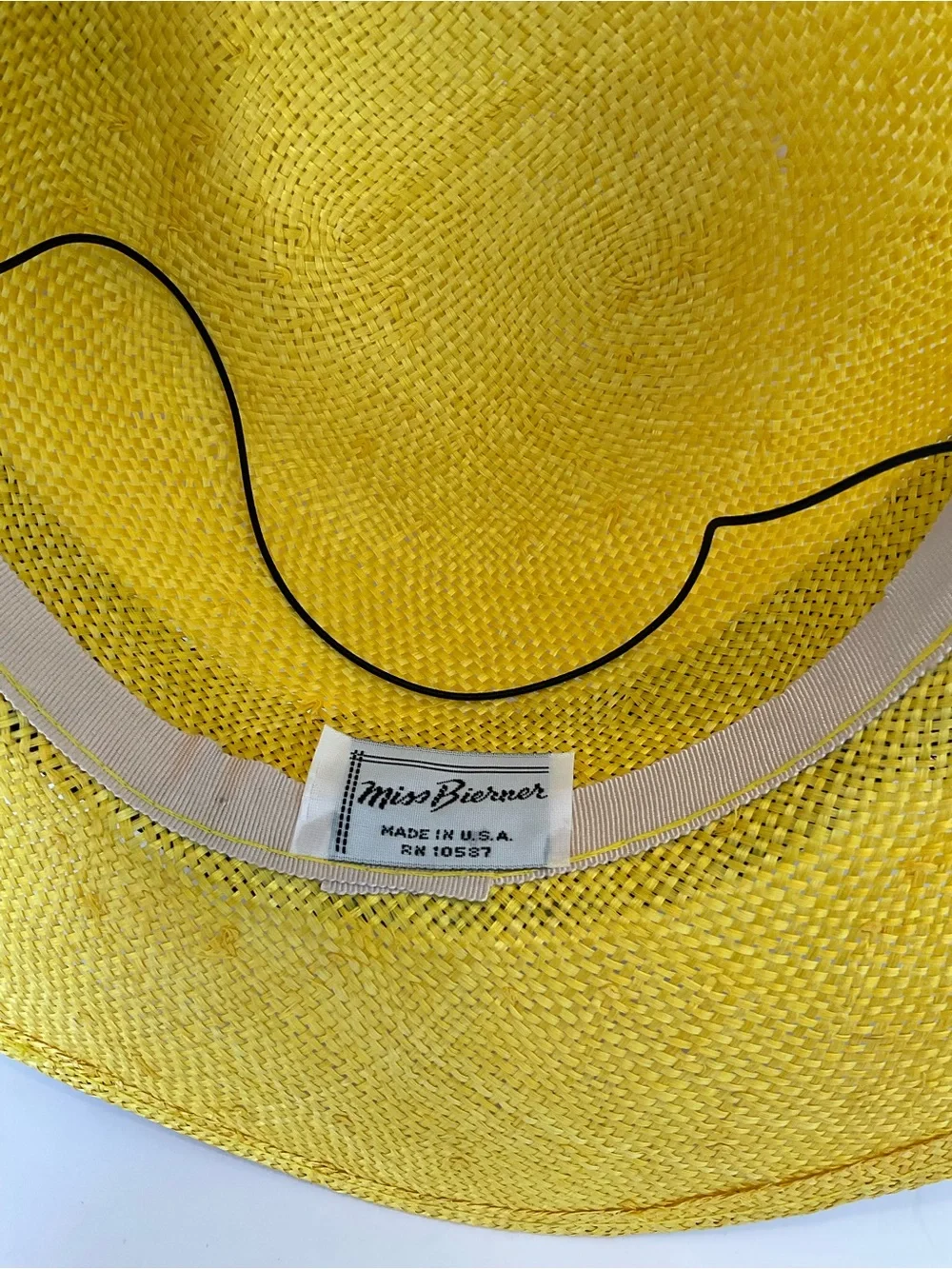 Vintage Miss Bierner Elegant Yellow Veiled Derby Hat with Black Feather Trim